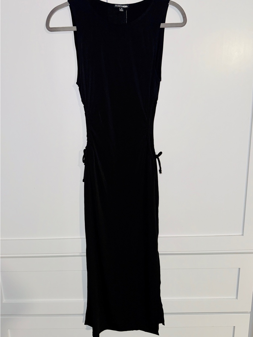 Fashion Nova Black Sleeveless Maxi Dress with Side Ties